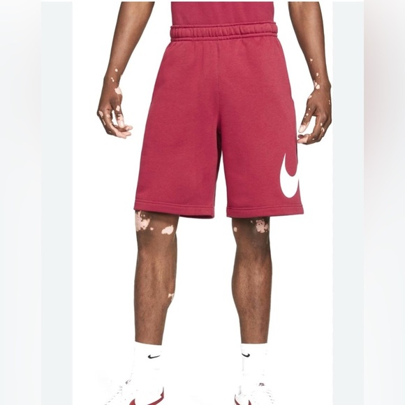 NIKE Men Swoosh red activewear casual comfort midi length jogger short XL - Picture 1 of 11